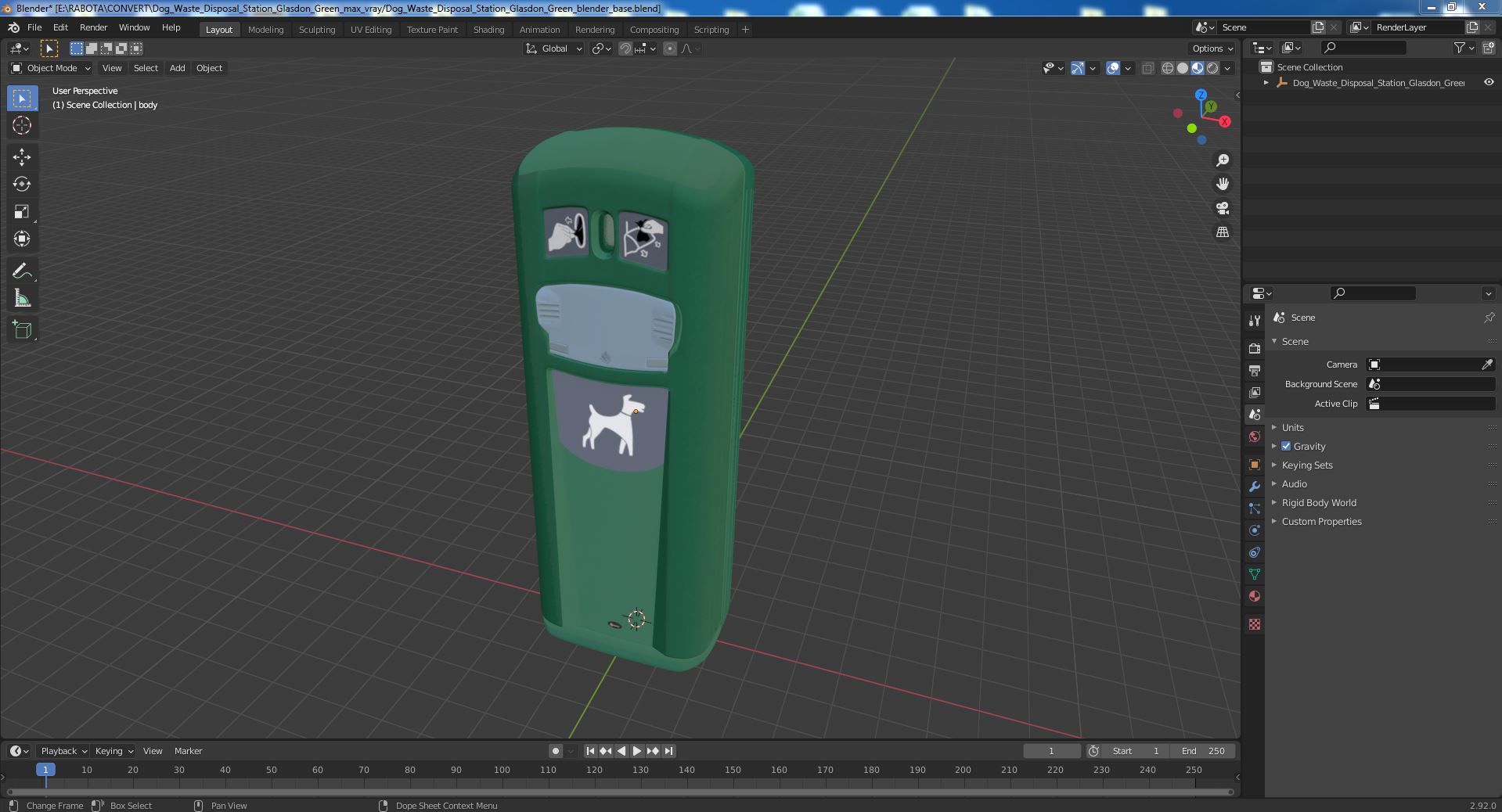 3D model Dog Waste Disposal Station Glasdon Green