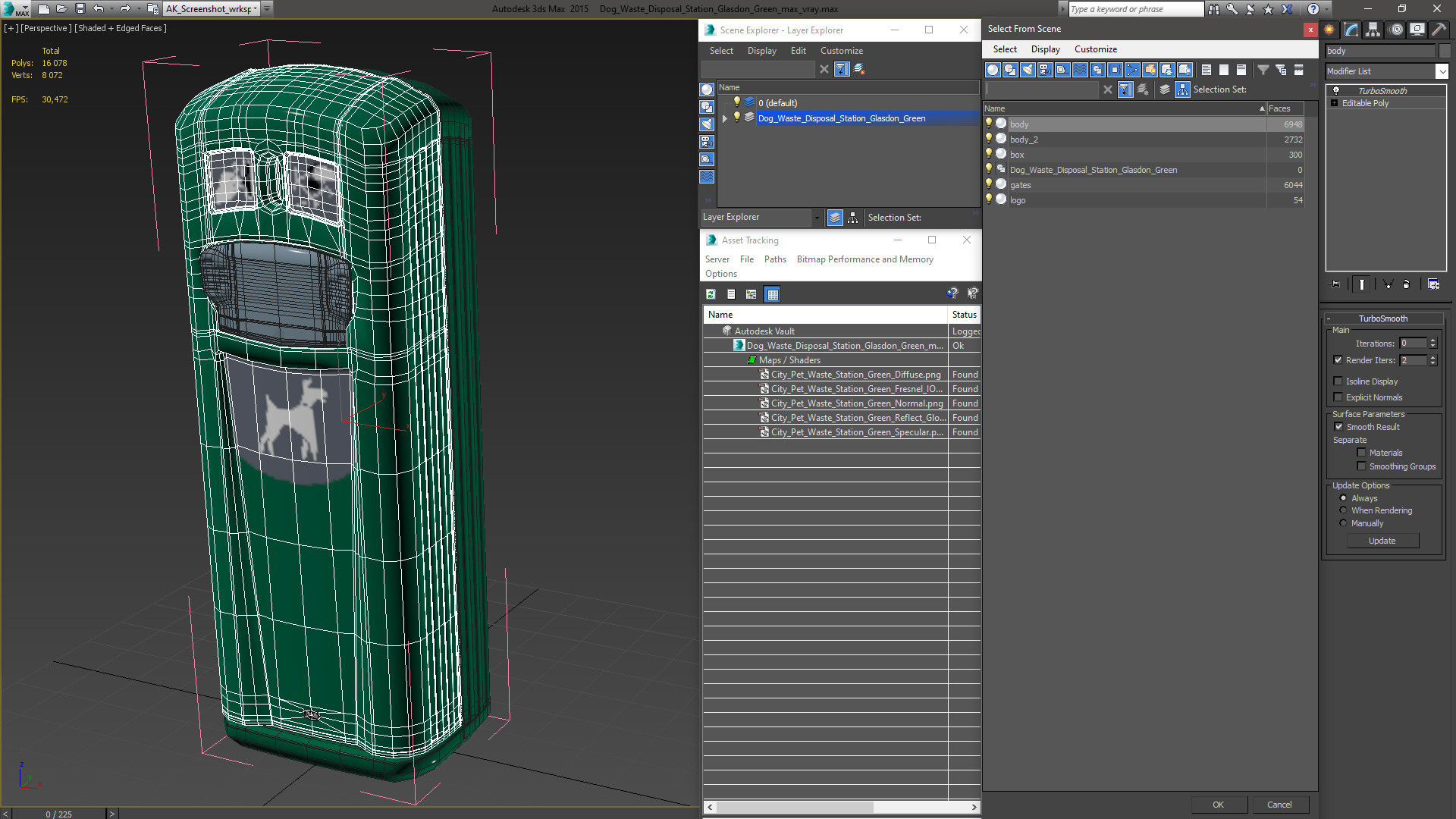 3D model Dog Waste Disposal Station Glasdon Green