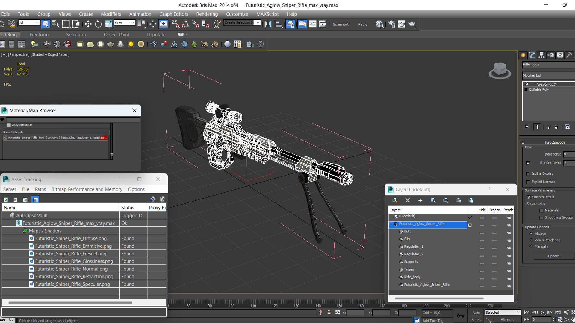 Futuristic Aglow Sniper Rifle 3D model