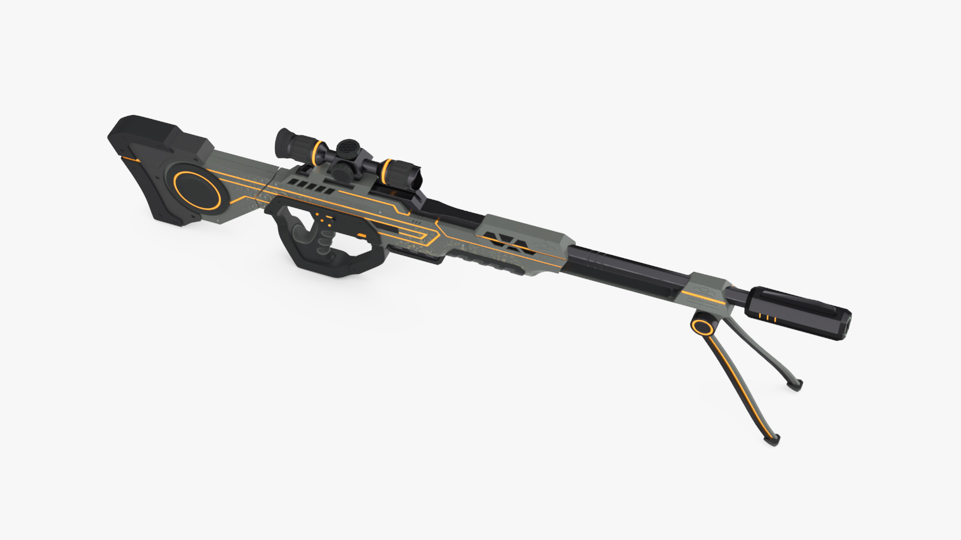 Futuristic Aglow Sniper Rifle 3D model