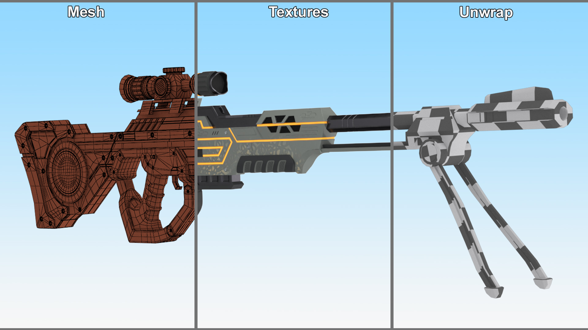 Futuristic Aglow Sniper Rifle 3D model