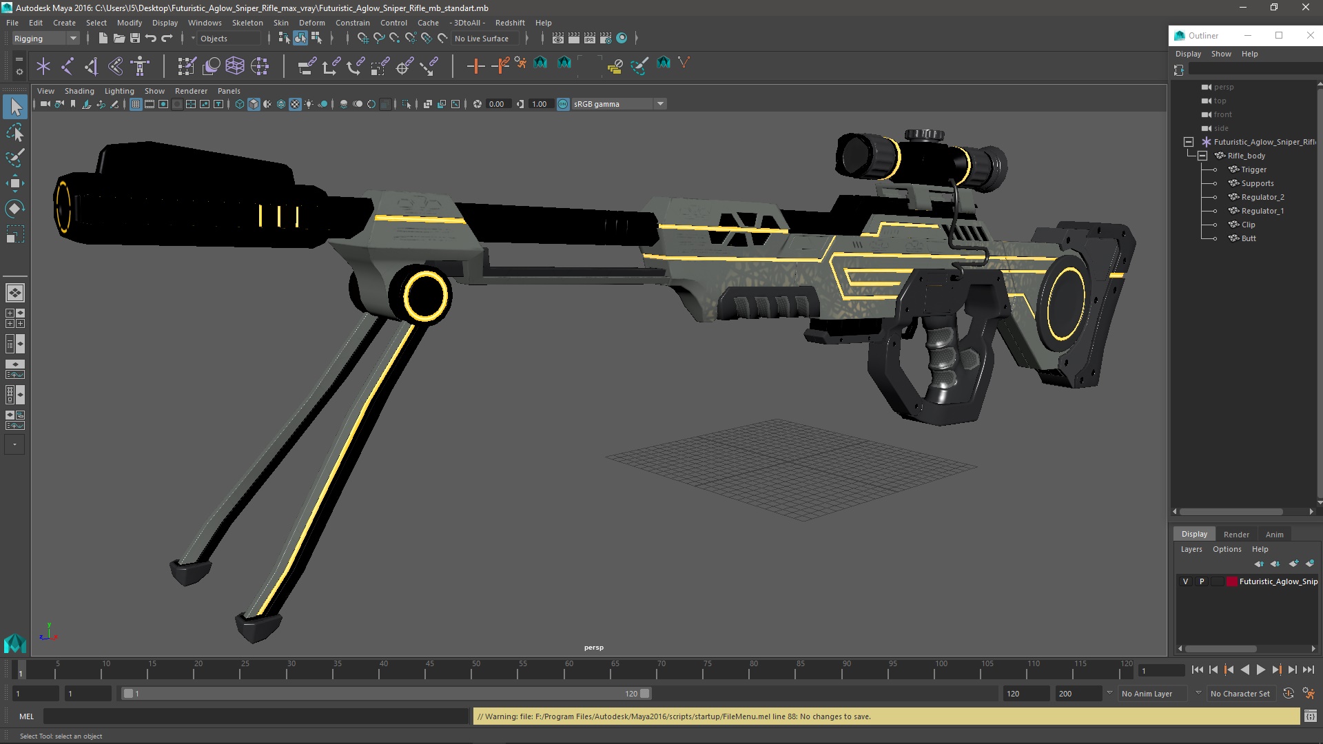 Futuristic Aglow Sniper Rifle 3D model