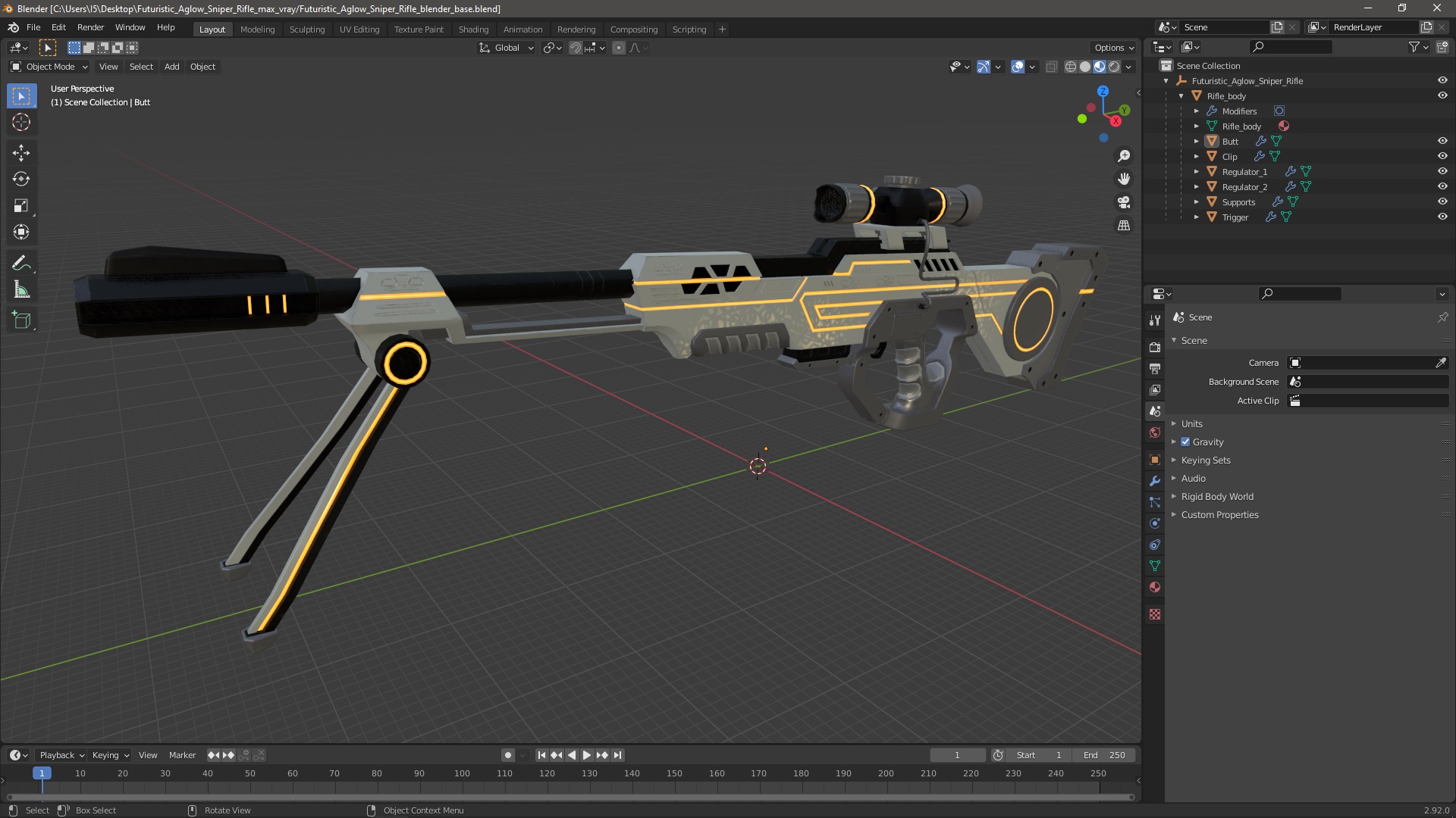 Futuristic Aglow Sniper Rifle 3D model