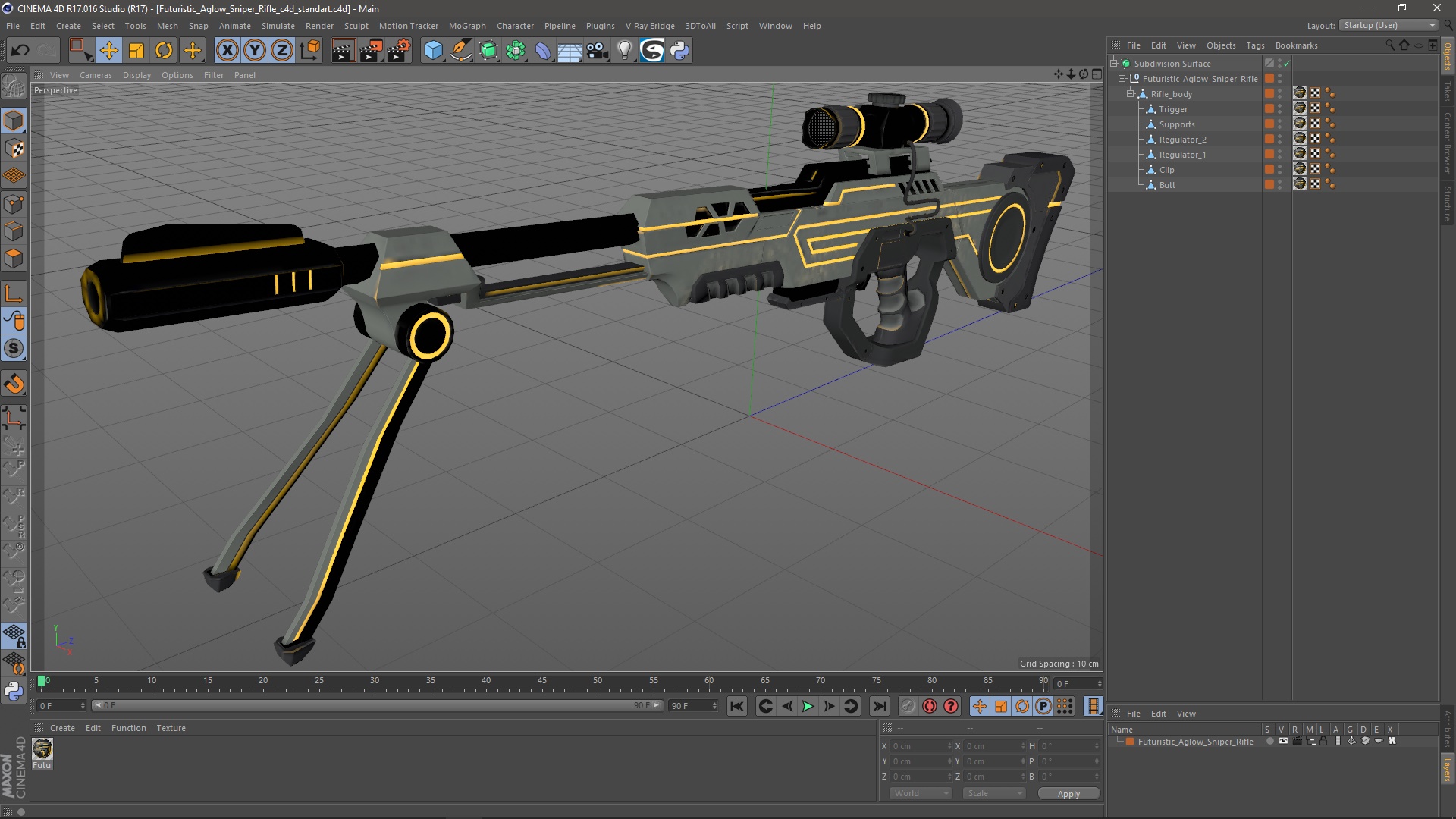 Futuristic Aglow Sniper Rifle 3D model