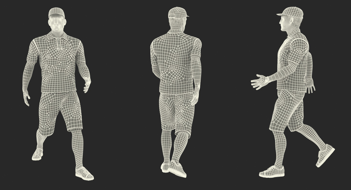 Golf Player 2 with Fur Rigged 3D model