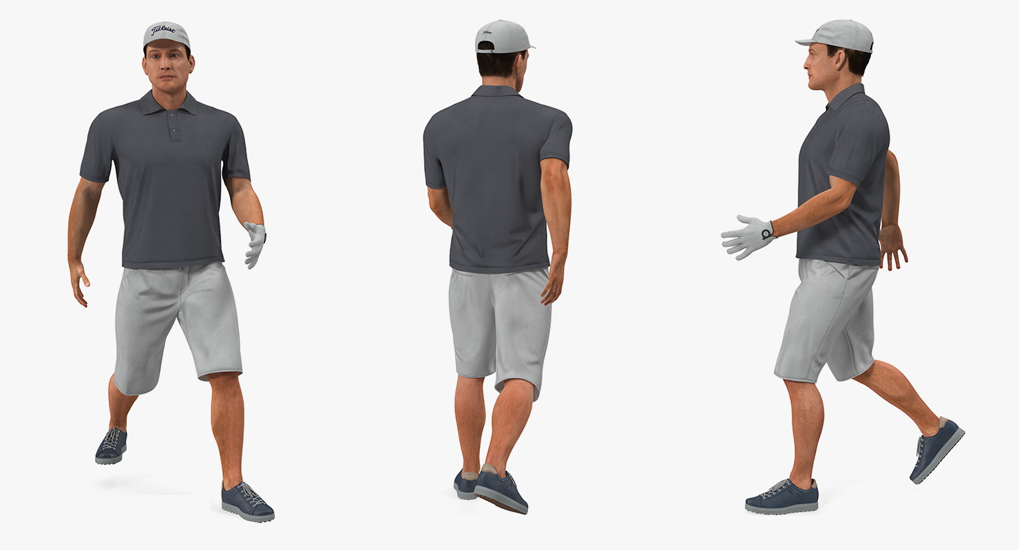 Golf Player 2 with Fur Rigged 3D model