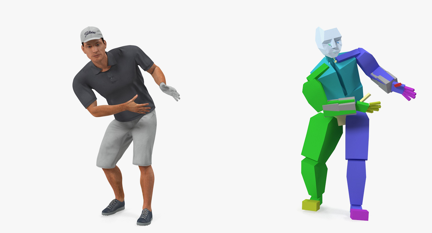 Golf Player 2 with Fur Rigged 3D model