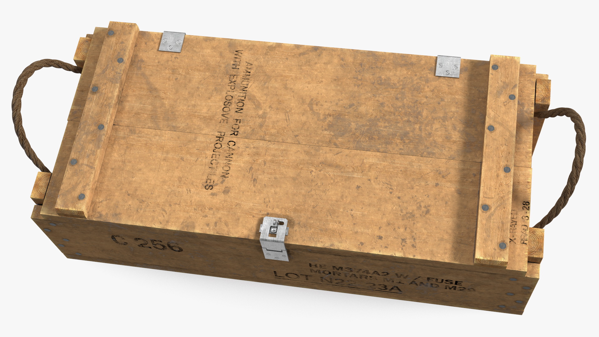 Vintage Military Wooden Ammo Box 3D
