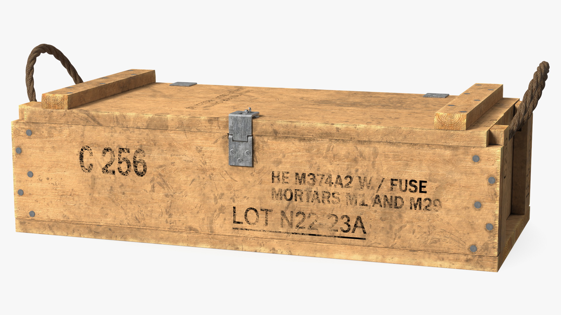 Vintage Military Wooden Ammo Box 3D