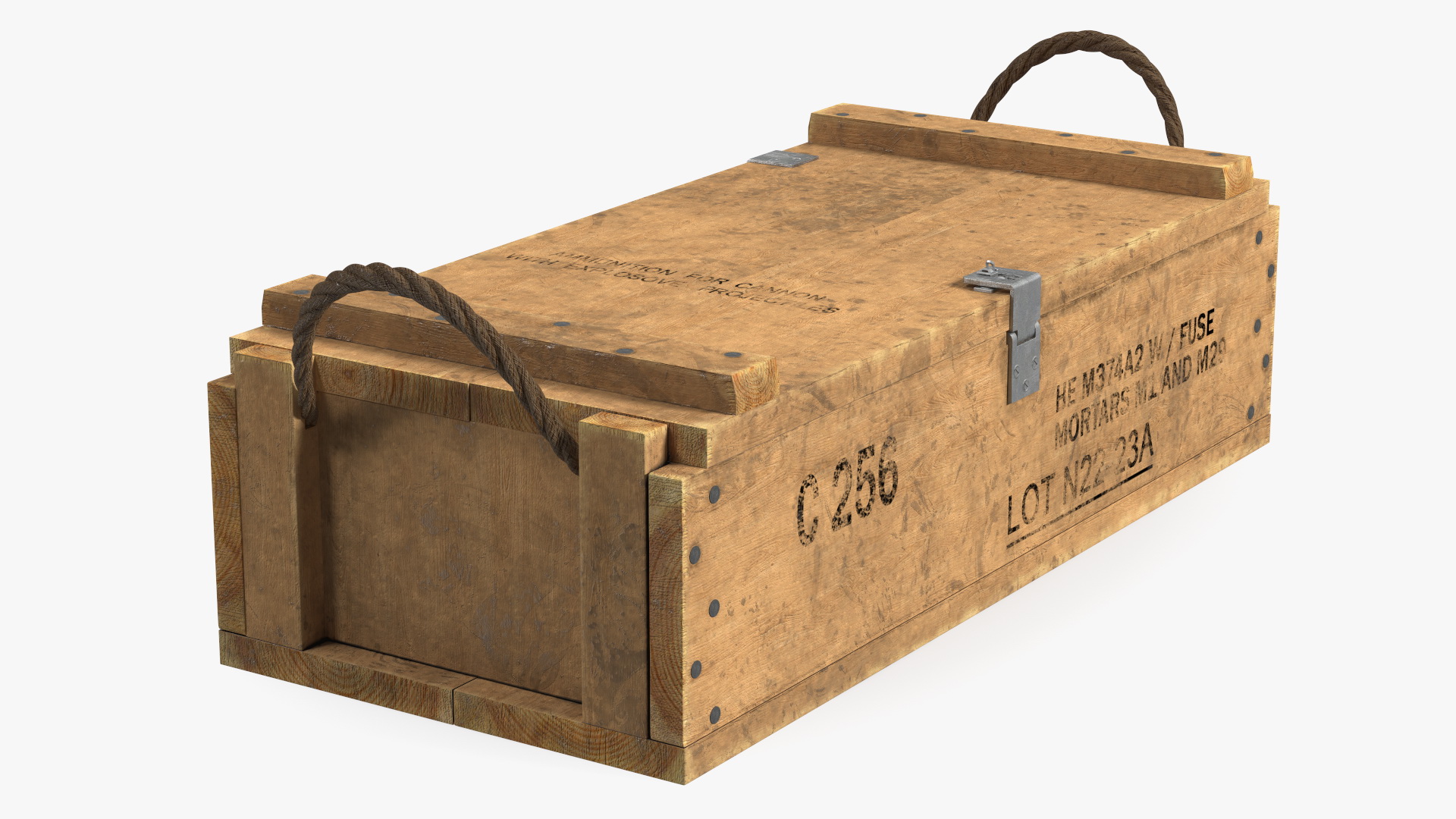 Vintage Military Wooden Ammo Box 3D