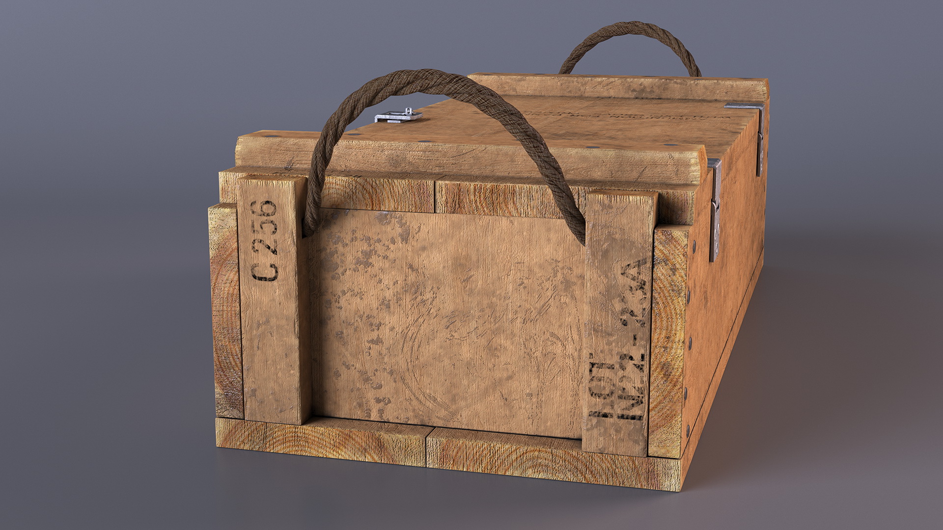 Vintage Military Wooden Ammo Box 3D