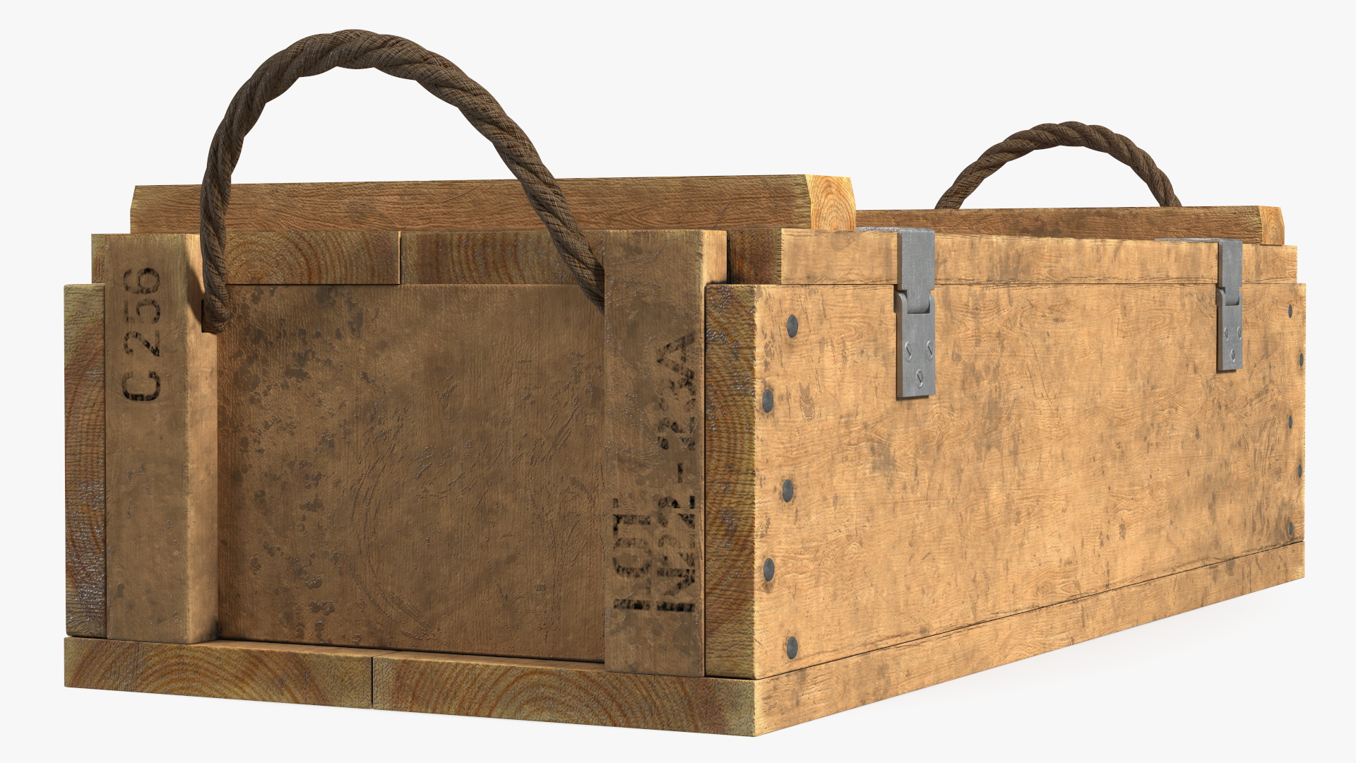 Vintage Military Wooden Ammo Box 3D