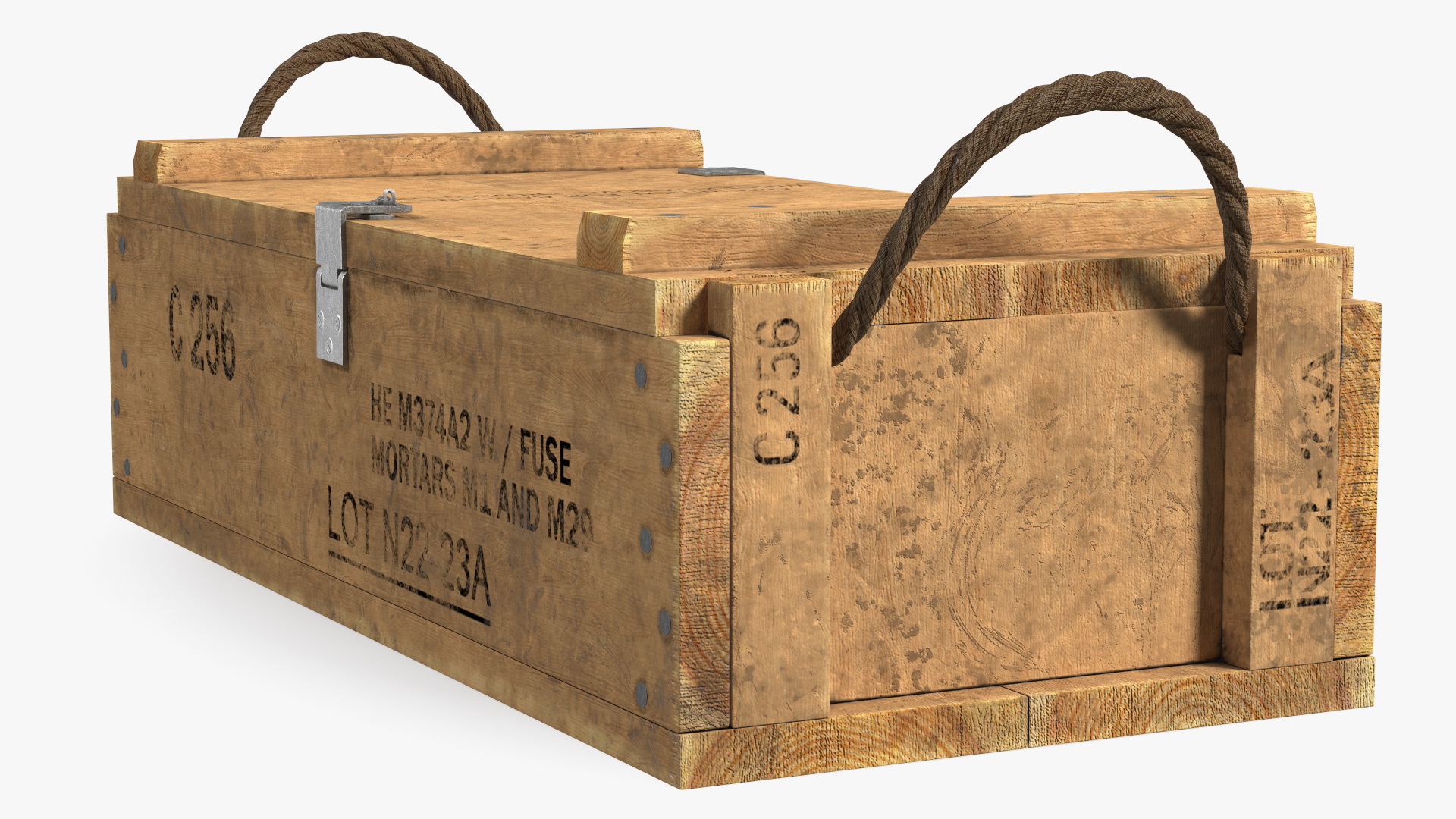 Vintage Military Wooden Ammo Box 3D
