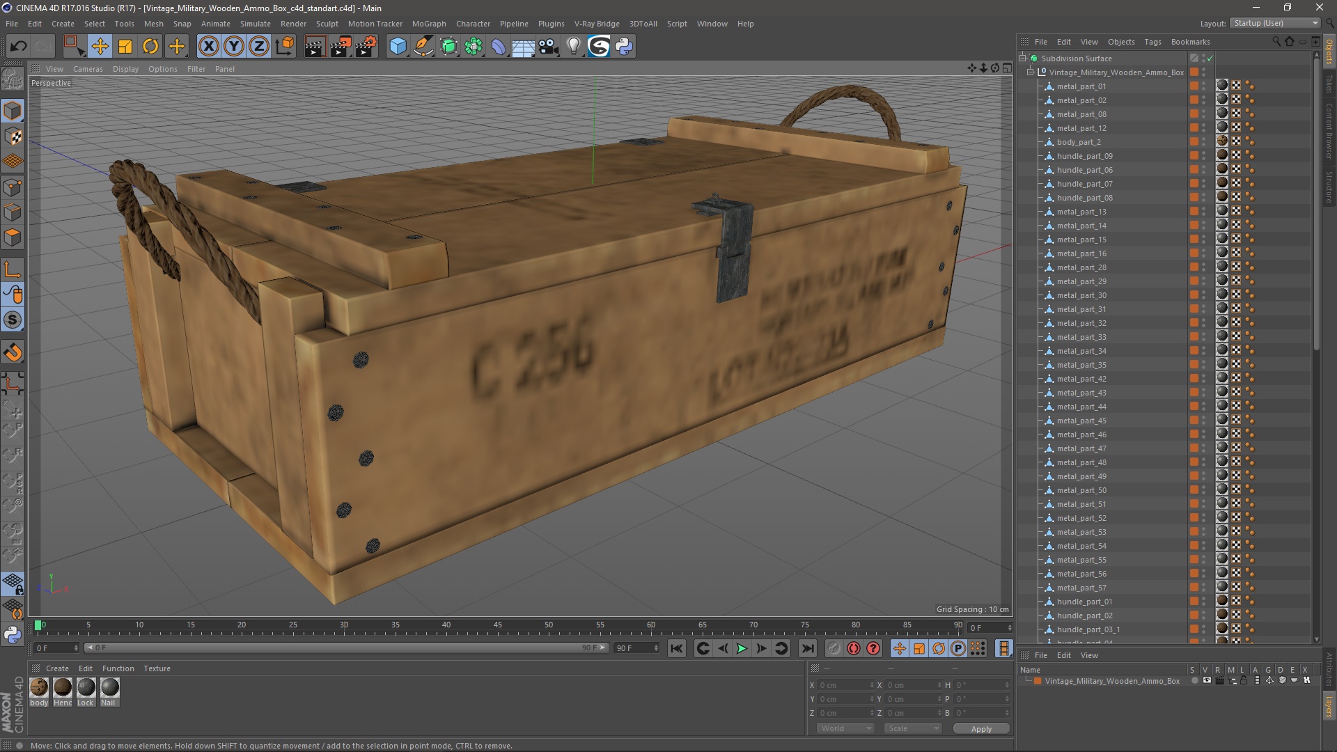 Vintage Military Wooden Ammo Box 3D