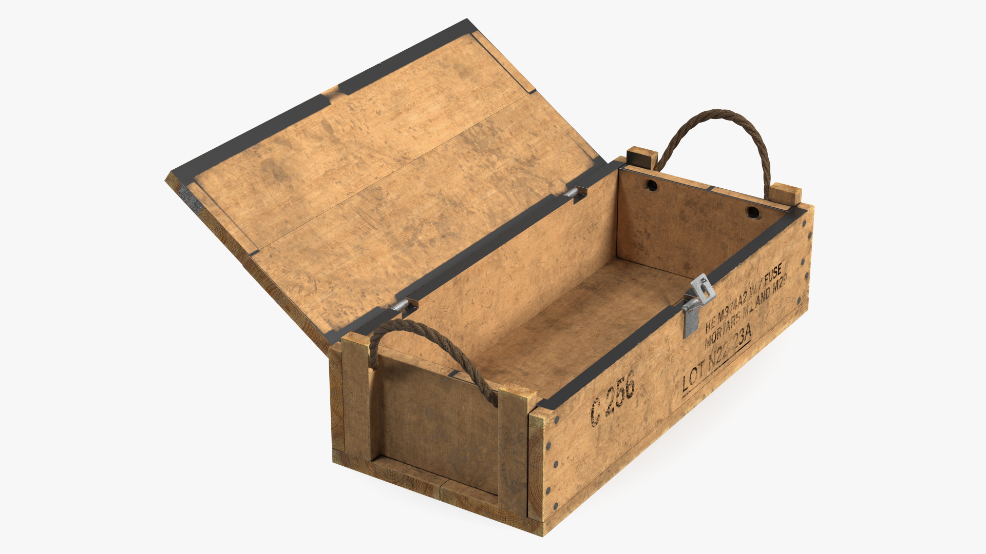 Vintage Military Wooden Ammo Box 3D