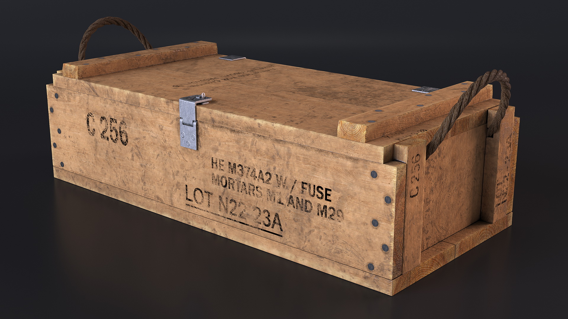Vintage Military Wooden Ammo Box 3D