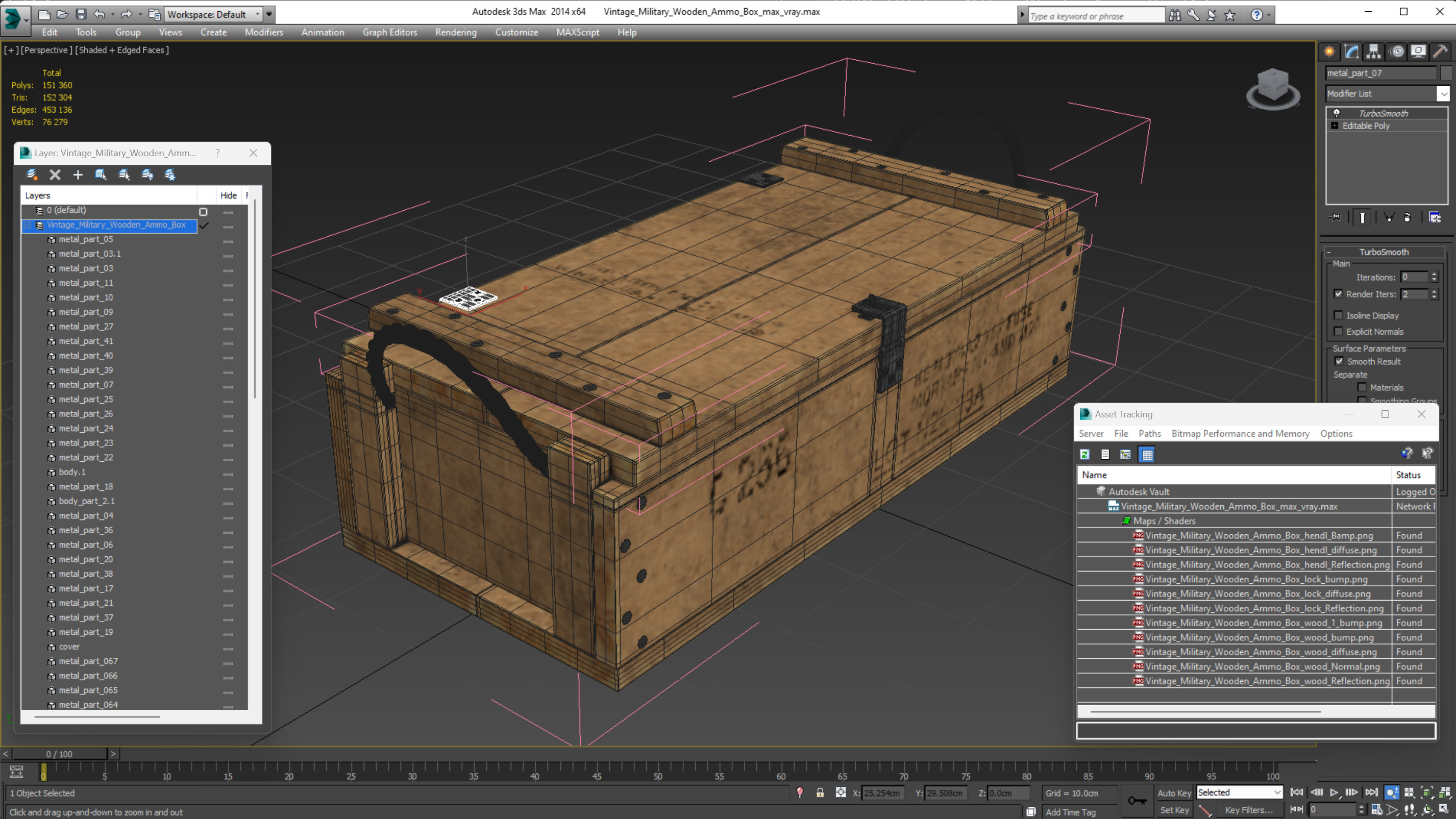Vintage Military Wooden Ammo Box 3D