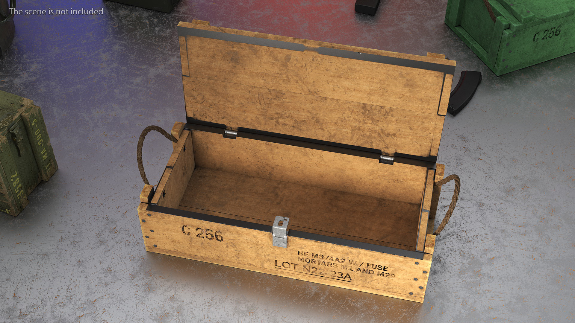 Vintage Military Wooden Ammo Box 3D
