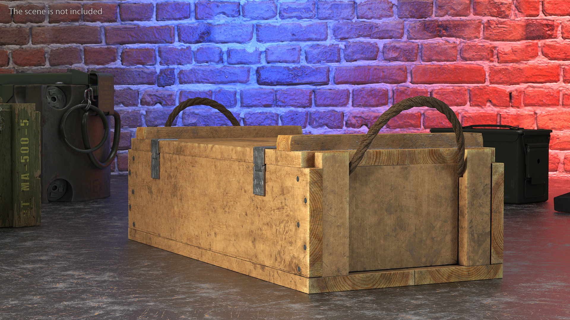 Vintage Military Wooden Ammo Box 3D