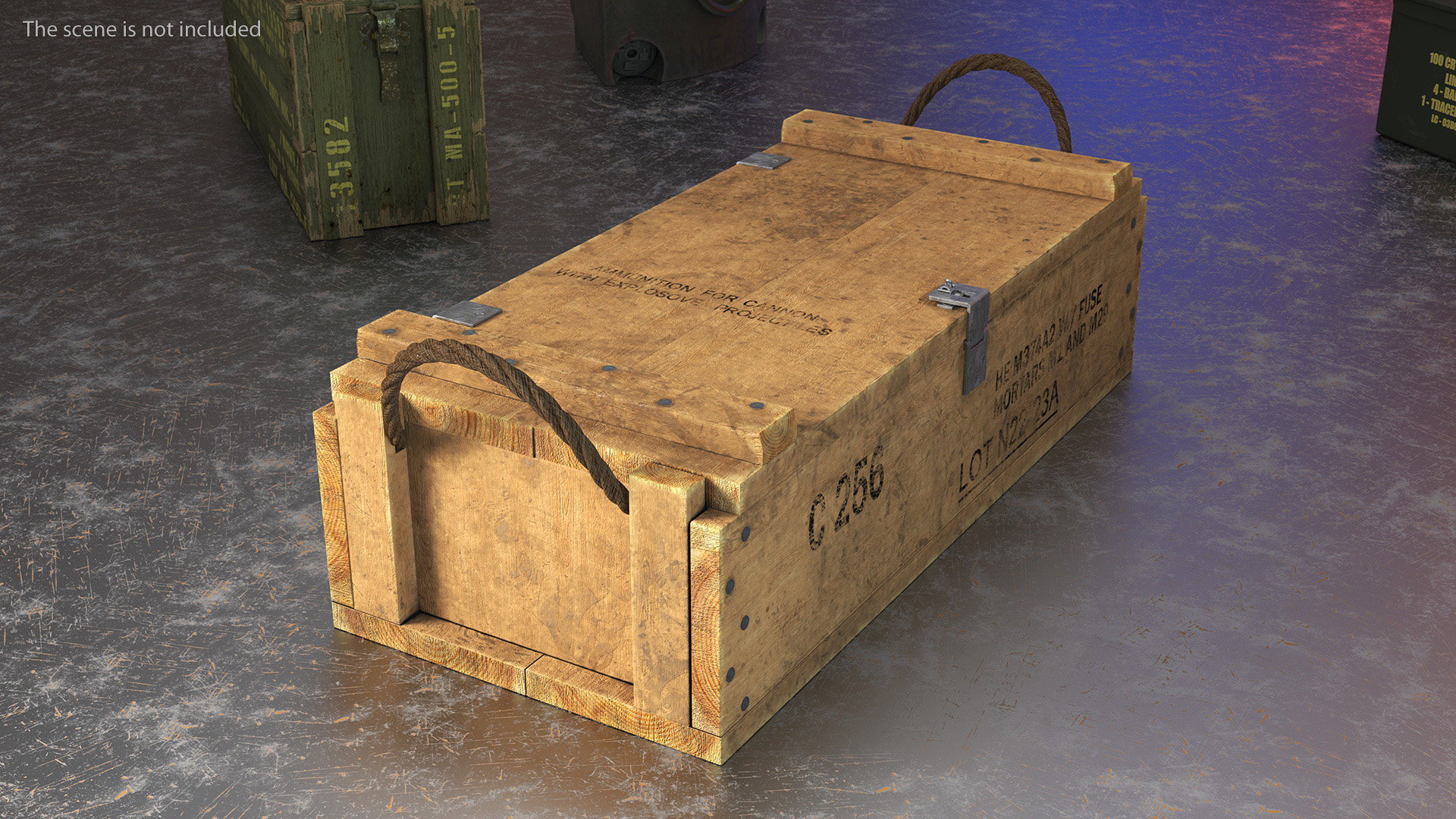 Vintage Military Wooden Ammo Box 3D