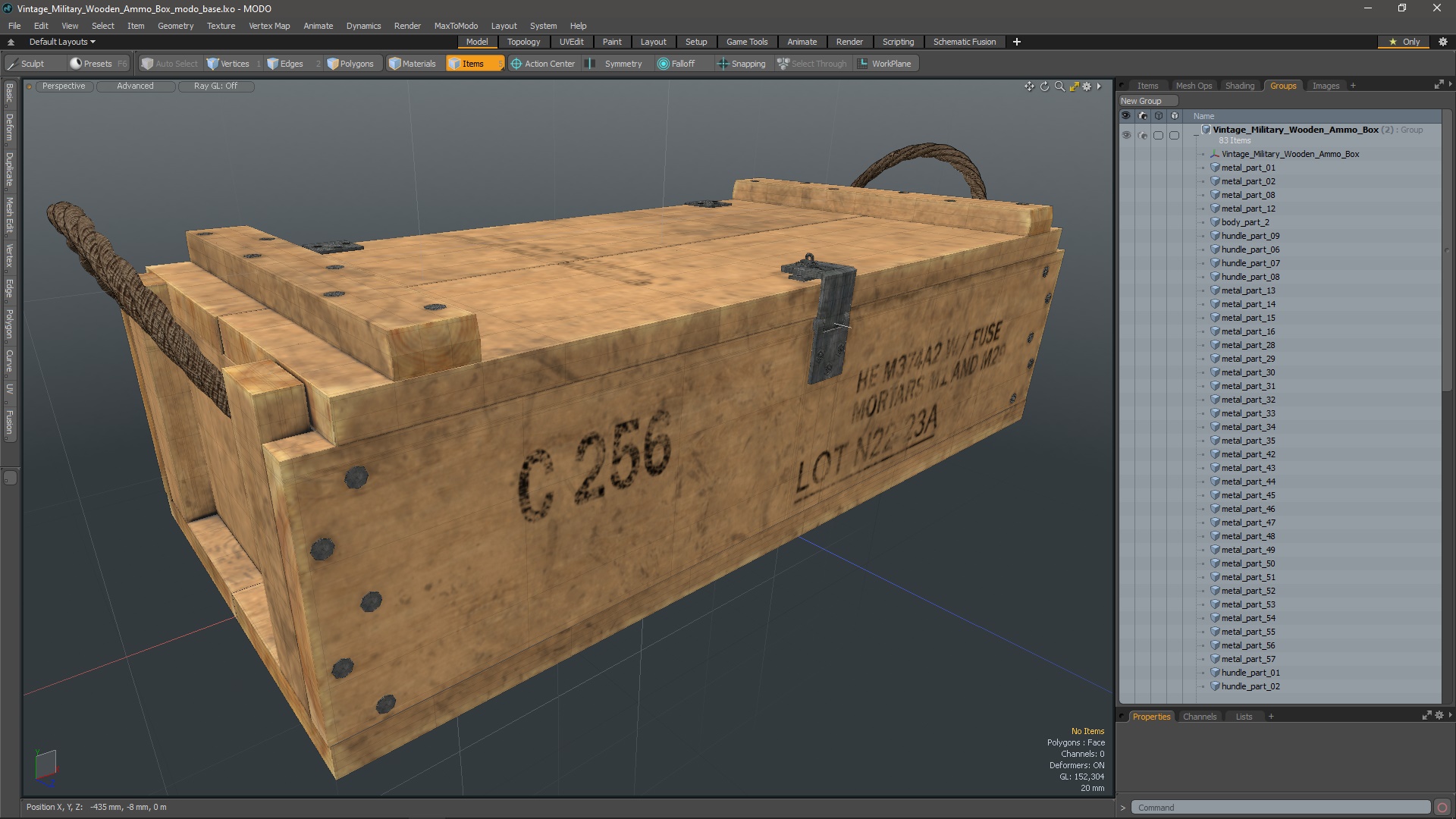 Vintage Military Wooden Ammo Box 3D