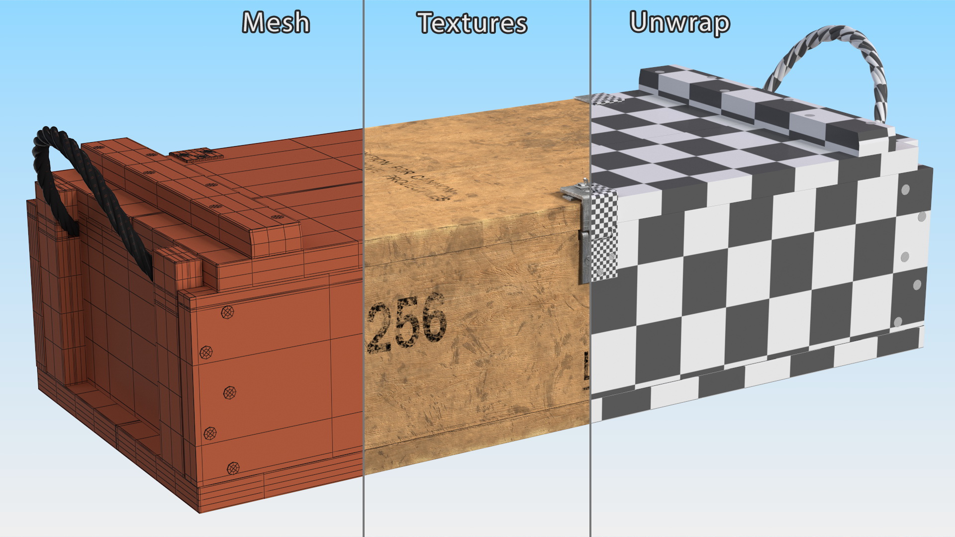 Vintage Military Wooden Ammo Box 3D