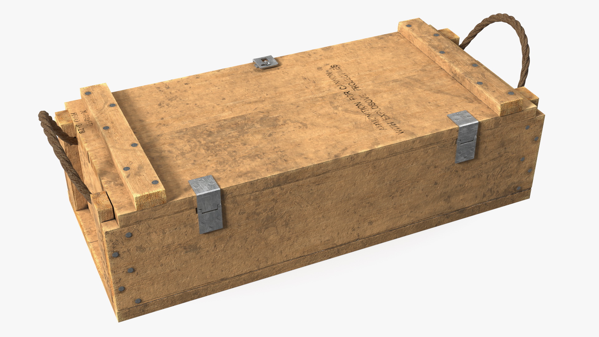 Vintage Military Wooden Ammo Box 3D