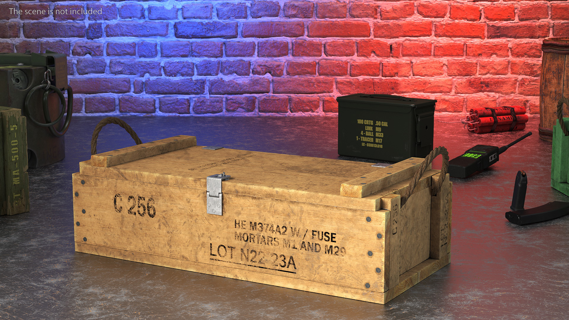 Vintage Military Wooden Ammo Box 3D