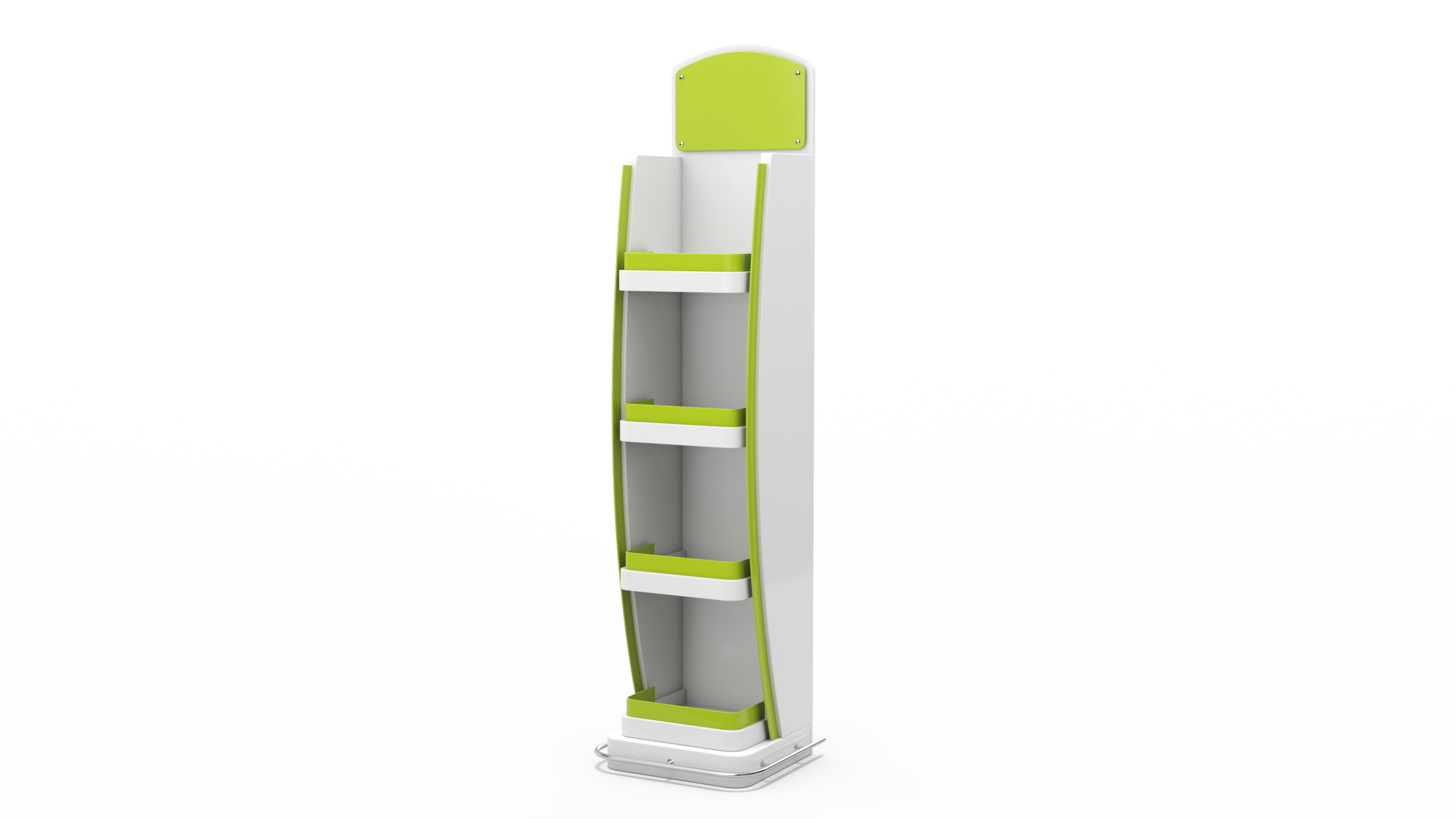 3D White Green Multi Shelf Display Rack