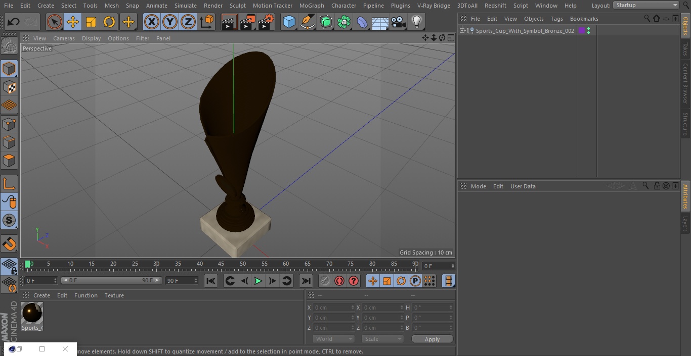 Sports Cup With Symbol Bronze 3D model