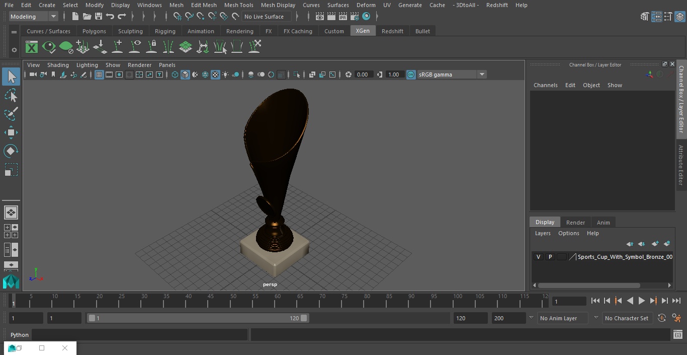 Sports Cup With Symbol Bronze 3D model
