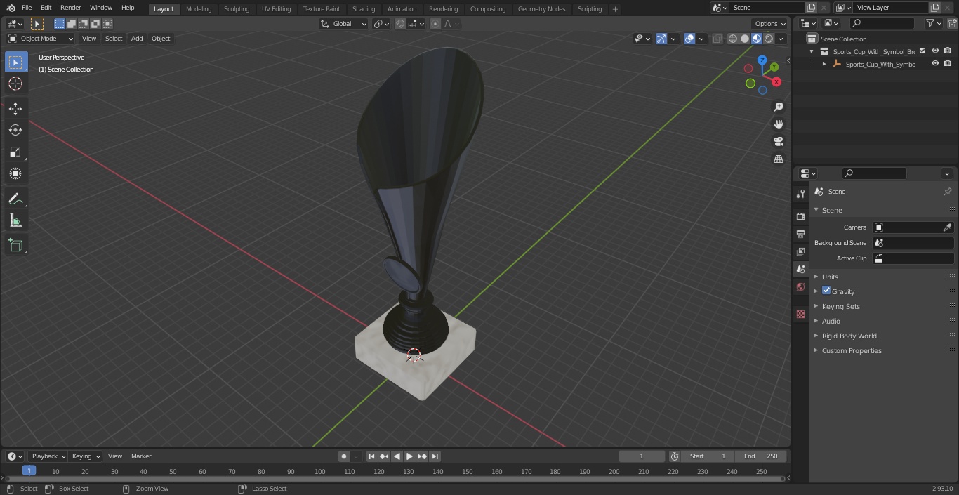 Sports Cup With Symbol Bronze 3D model