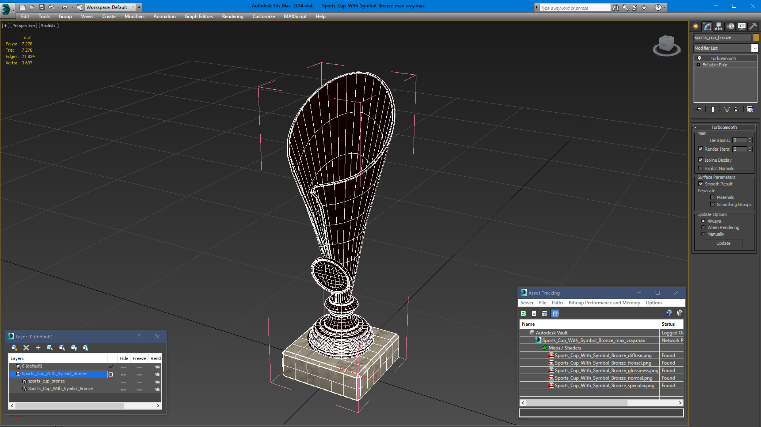 Sports Cup With Symbol Bronze 3D model