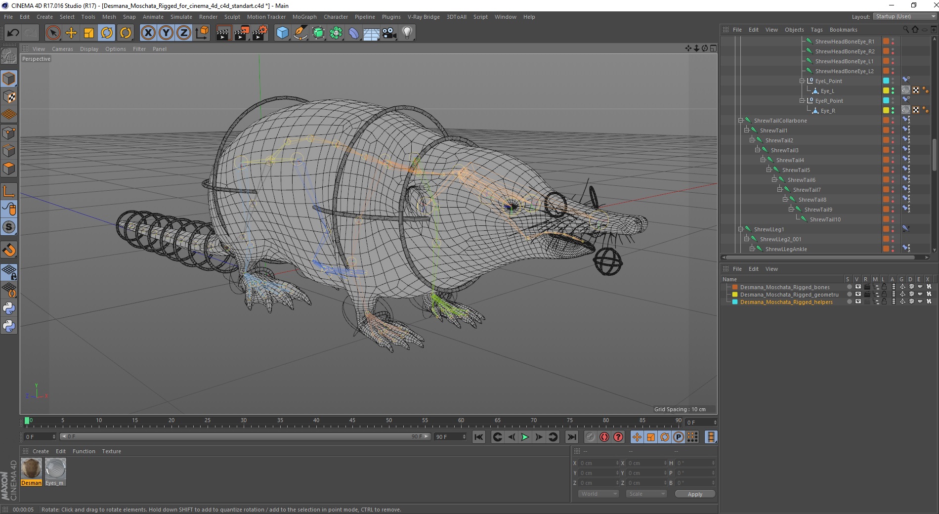 Desmana Moschata Rigged for Cinema 4D 3D