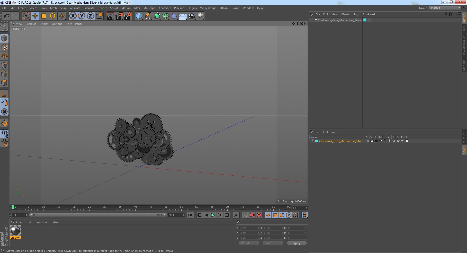 3D Clockwork Gear Mechanism Silver
