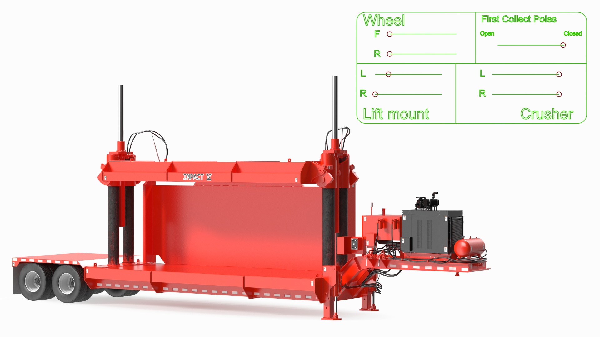 3D Car Crusher Impact 5 Red Rigged