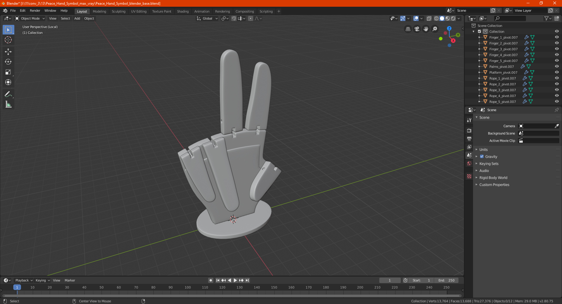 Peace Hand Symbol 3D
