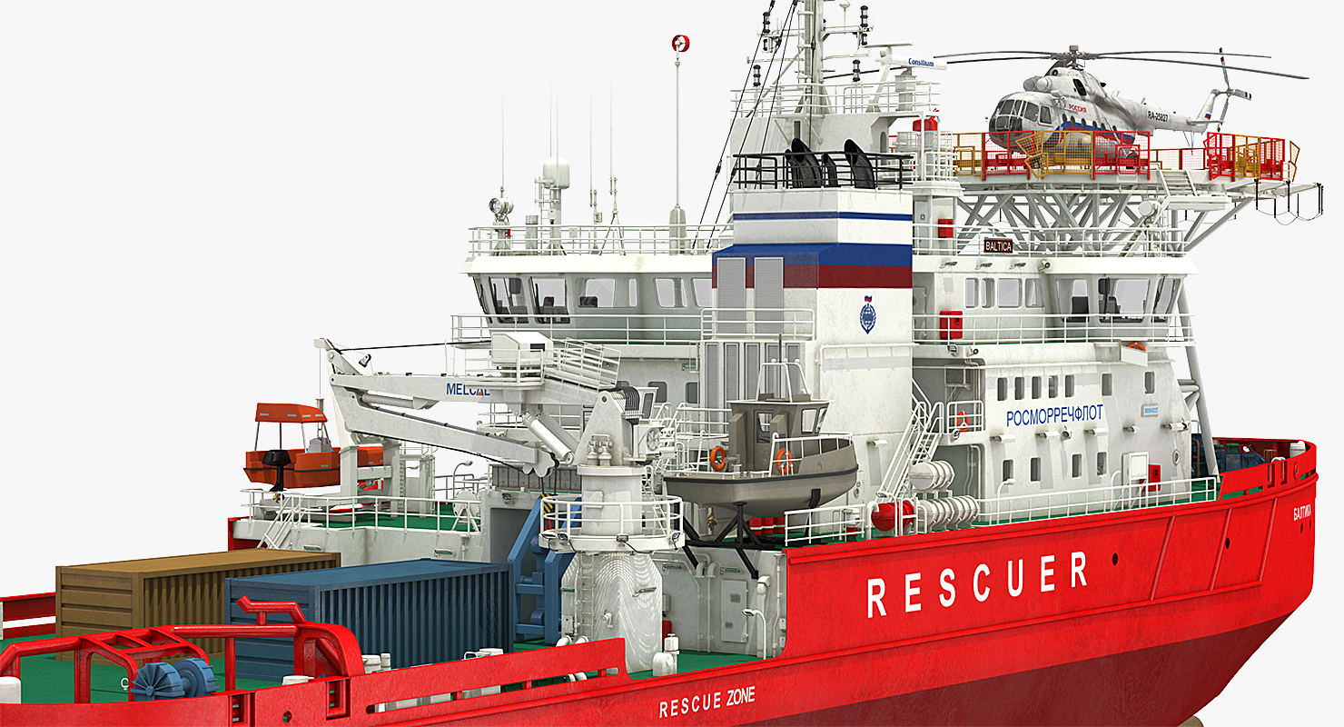 Icebreaker Baltika with Mi 8 Helicopter 3D model