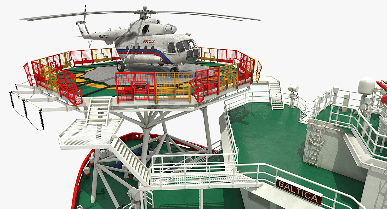 Icebreaker Baltika with Mi 8 Helicopter 3D model