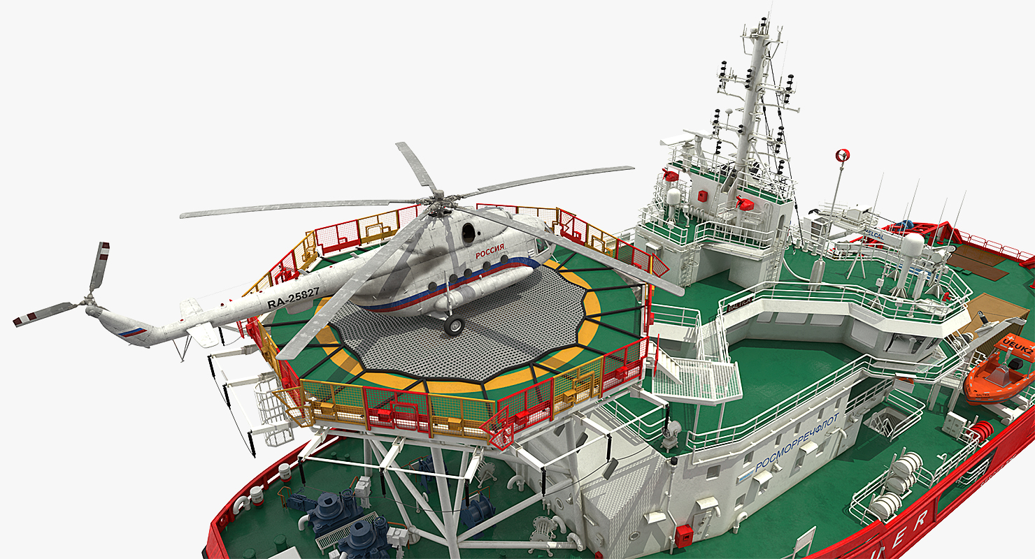 Icebreaker Baltika with Mi 8 Helicopter 3D model
