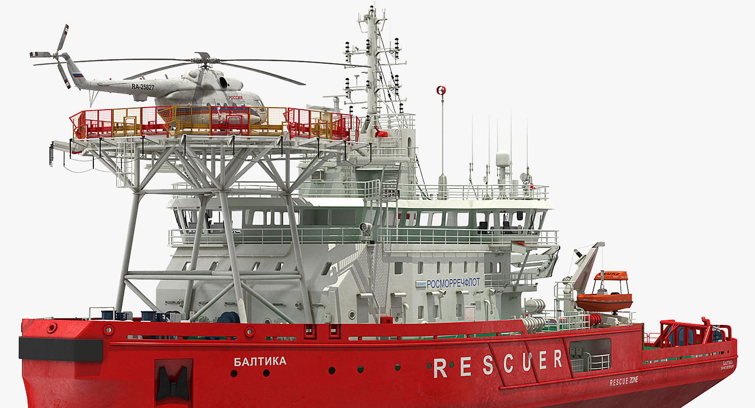 Icebreaker Baltika with Mi 8 Helicopter 3D model