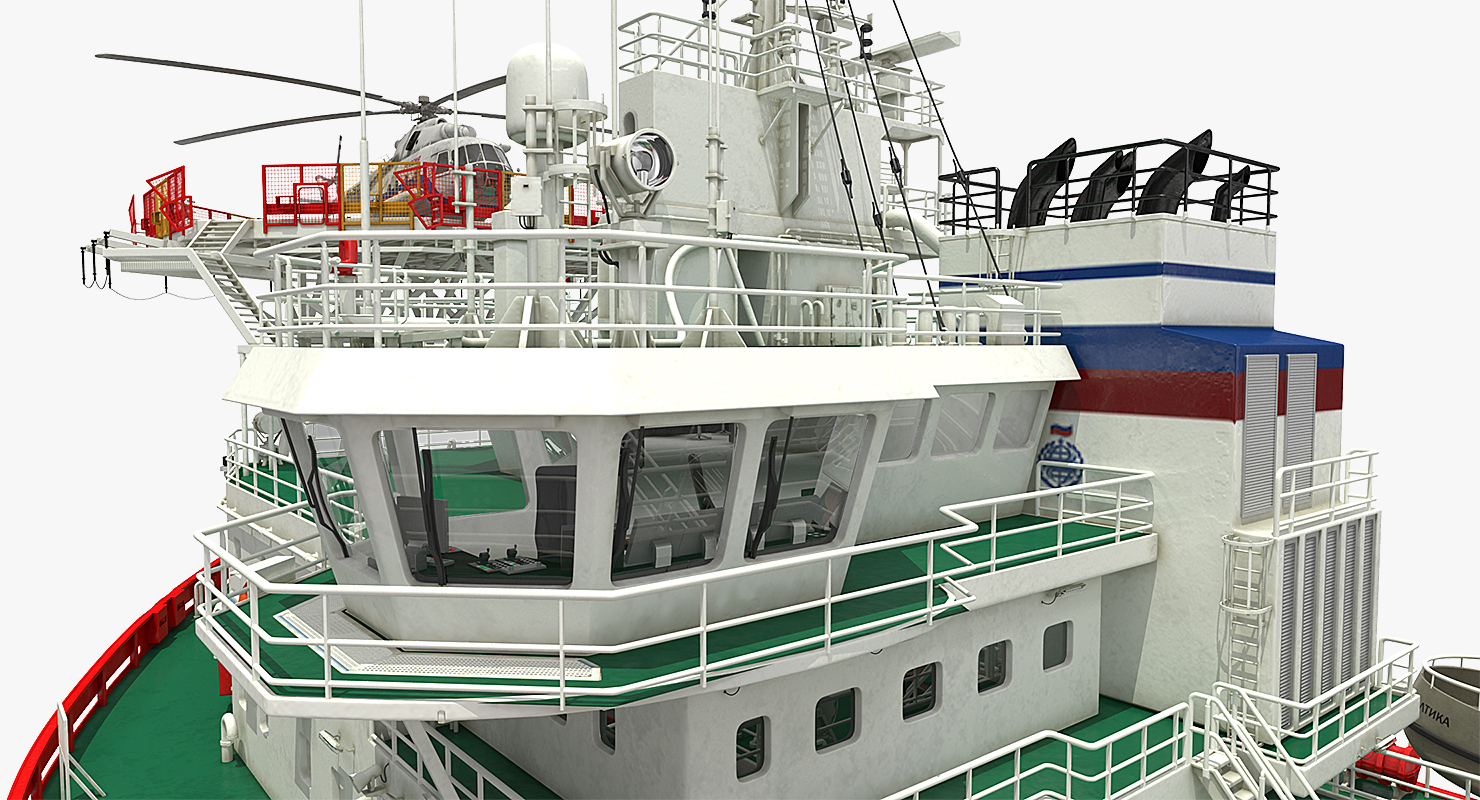 Icebreaker Baltika with Mi 8 Helicopter 3D model