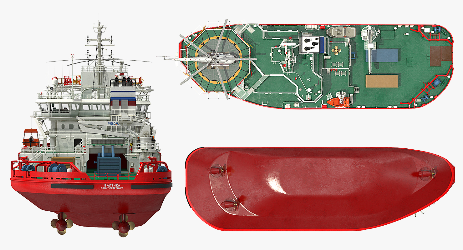 Icebreaker Baltika with Mi 8 Helicopter 3D model