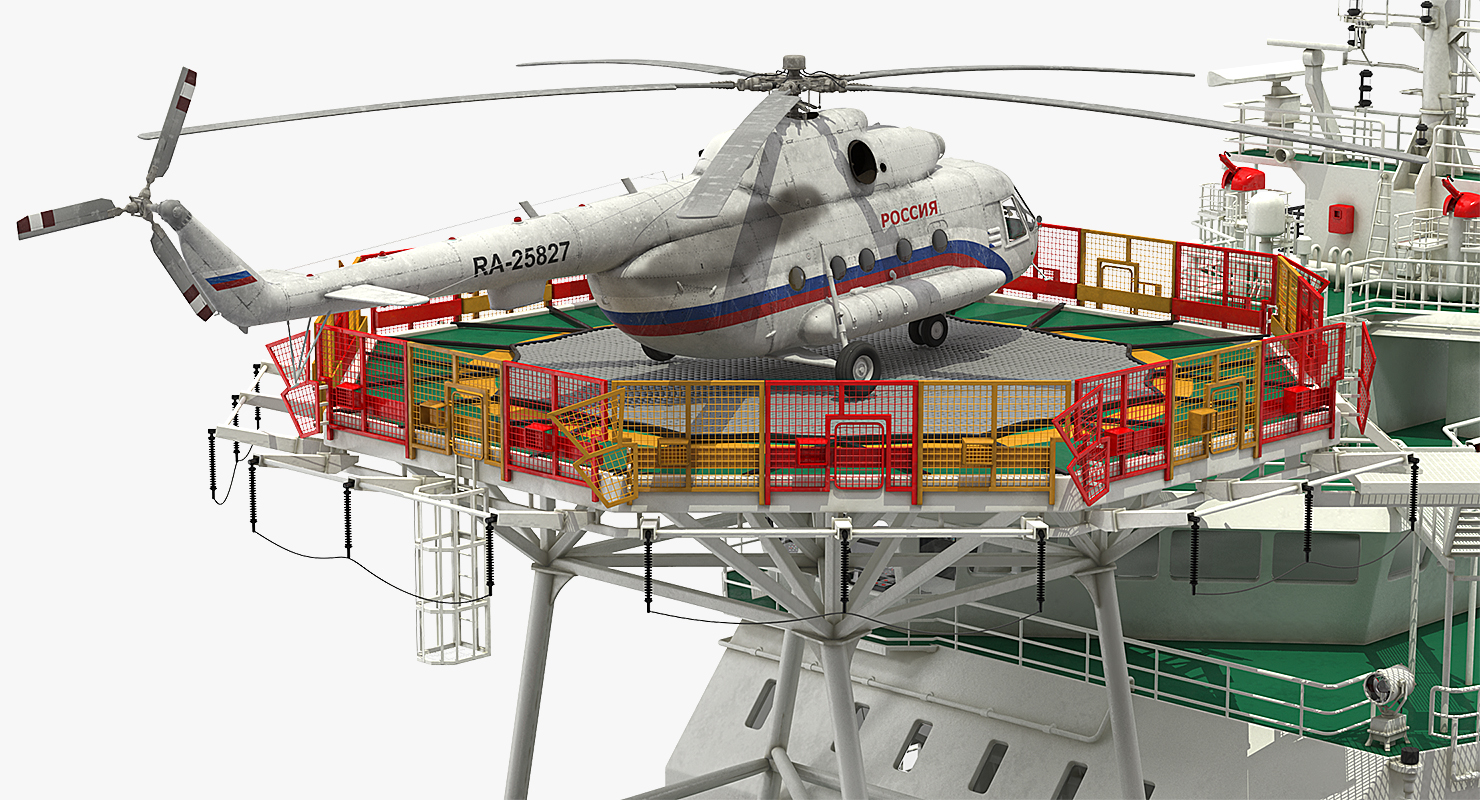 Icebreaker Baltika with Mi 8 Helicopter 3D model
