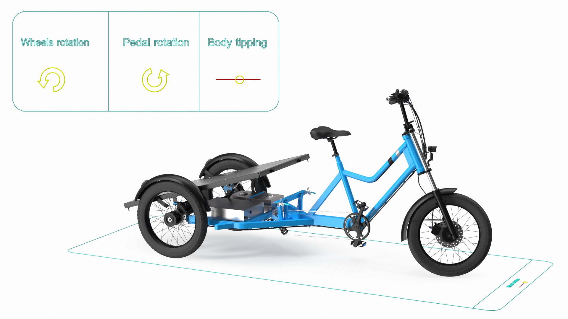 Commercial Grade Electric Trike with  Flatbed Rigged 3D