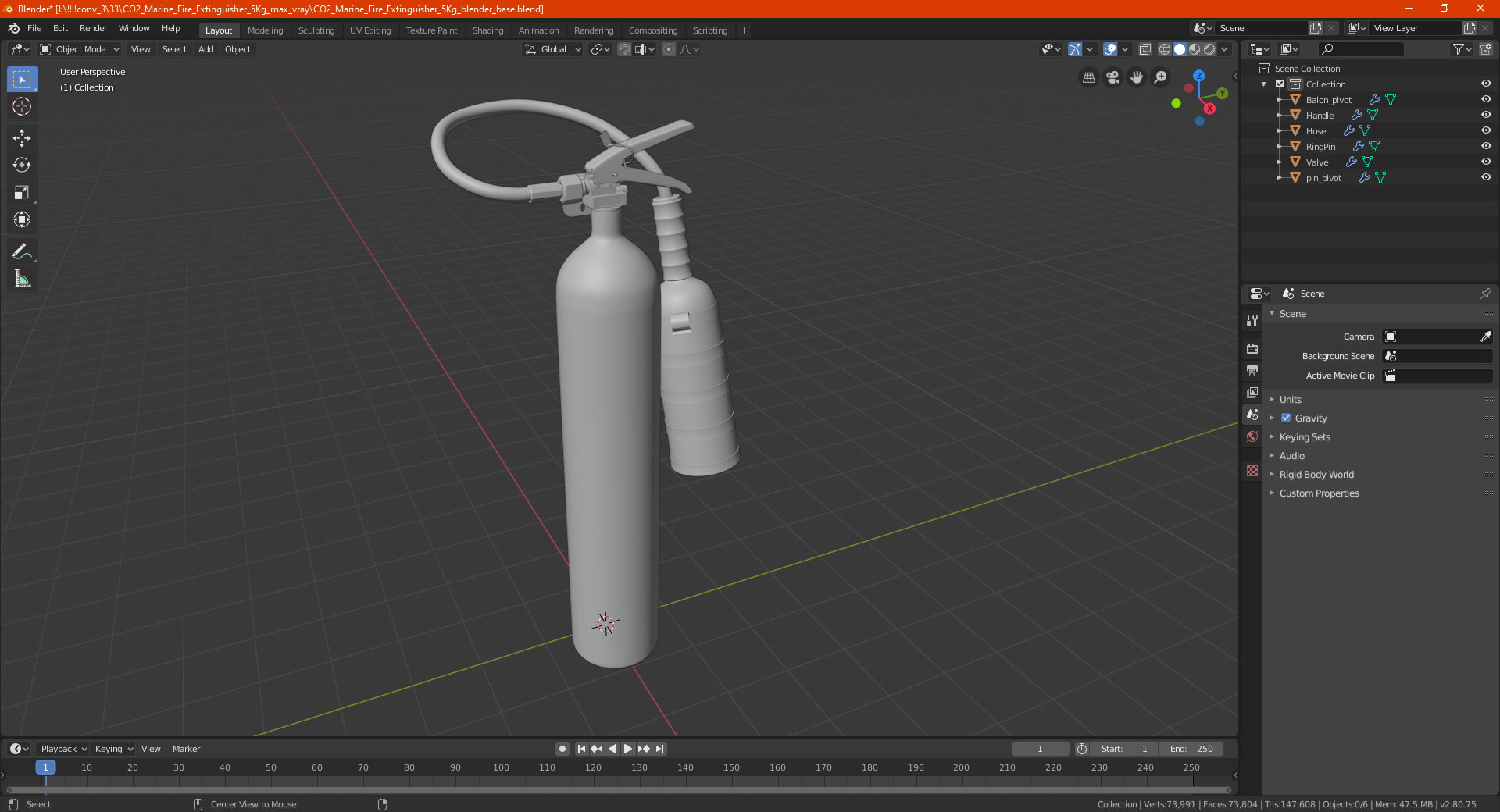 CO2 Marine Fire Extinguisher 5Kg 3D