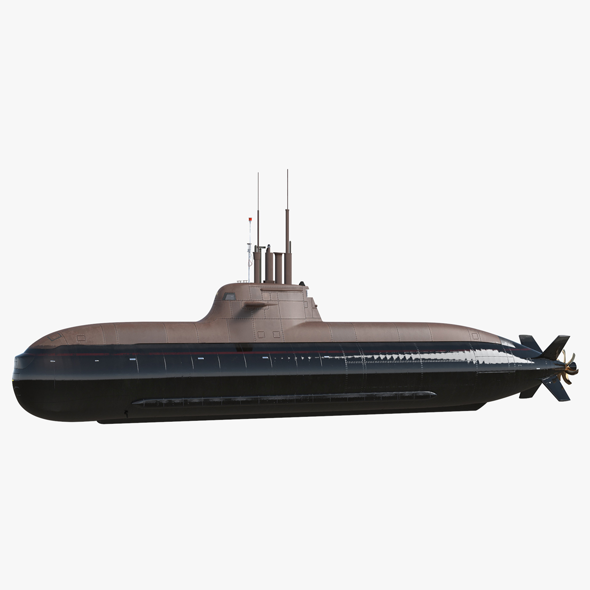 3D Diesel Submarine HDW Class 212A Half Wet Rigged for Maya