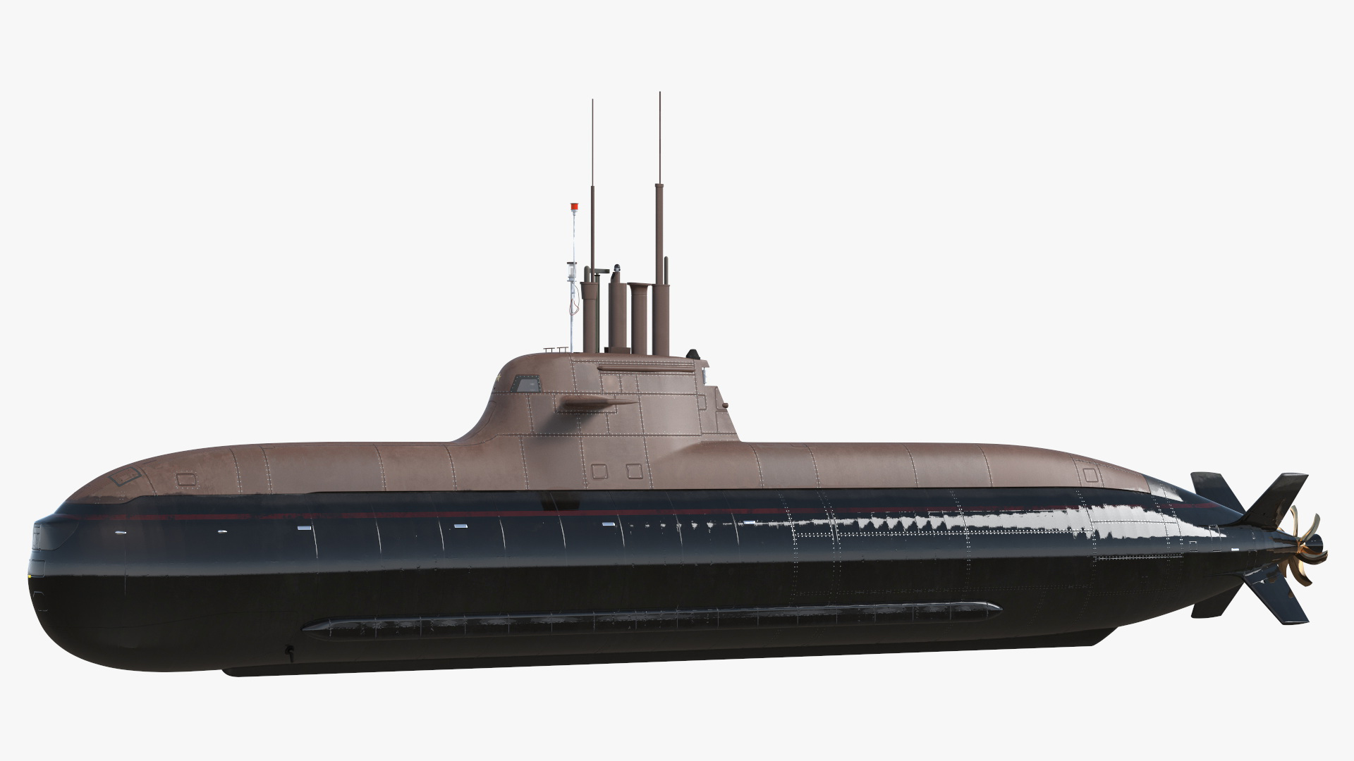 3D Diesel Submarine HDW Class 212A Half Wet Rigged for Maya