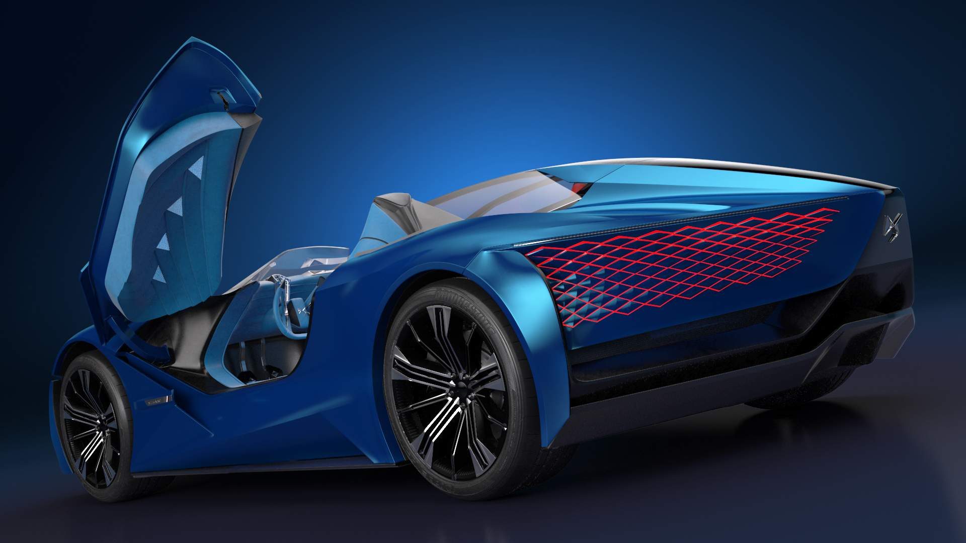 3D model Concept Car DS X E-TENSE Rigged for Cinema 4D