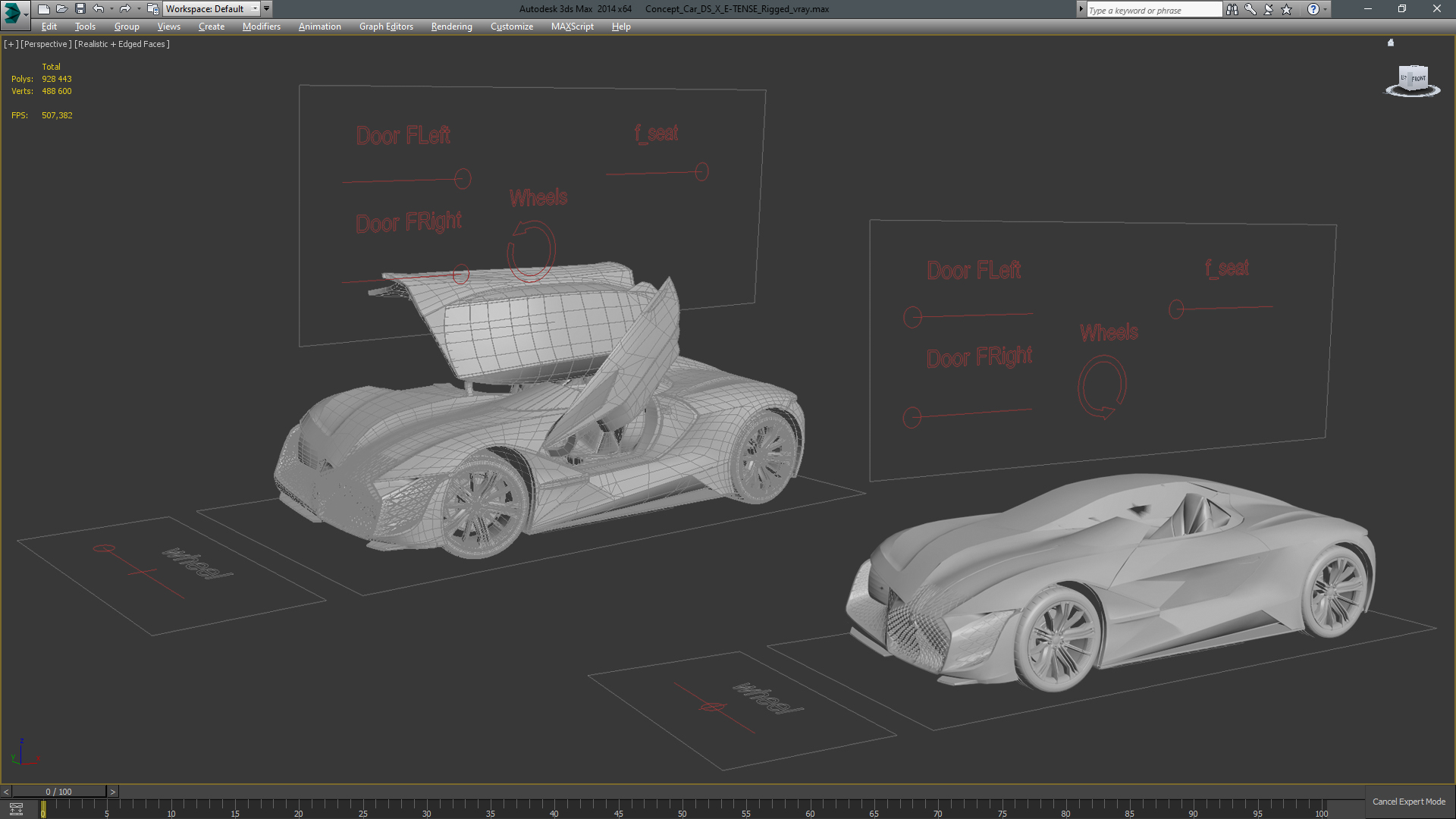 3D model Concept Car DS X E-TENSE Rigged for Cinema 4D